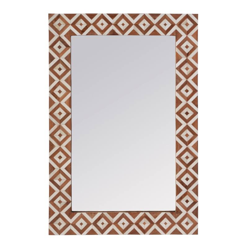 Verona 24 in. W x 36" H Rectangular Bone-Inlay Wall Mirror - Brown