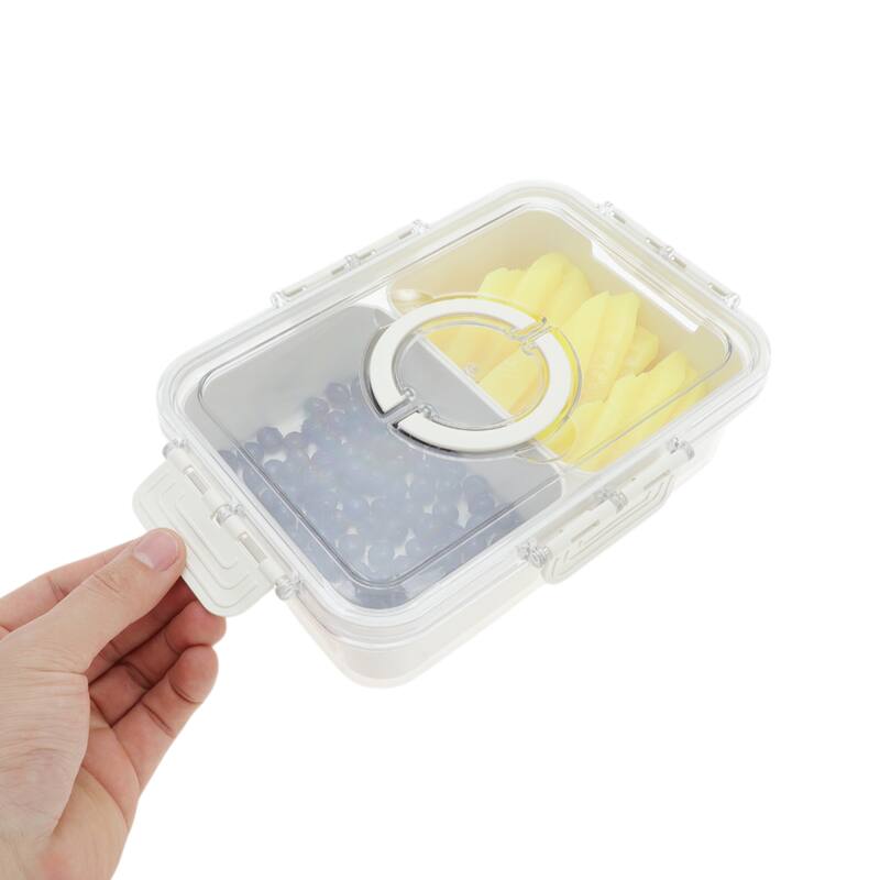 Rectangle Fridge Food Storage Containers 2 Compartment White Transparent 1 Set - White Transparent