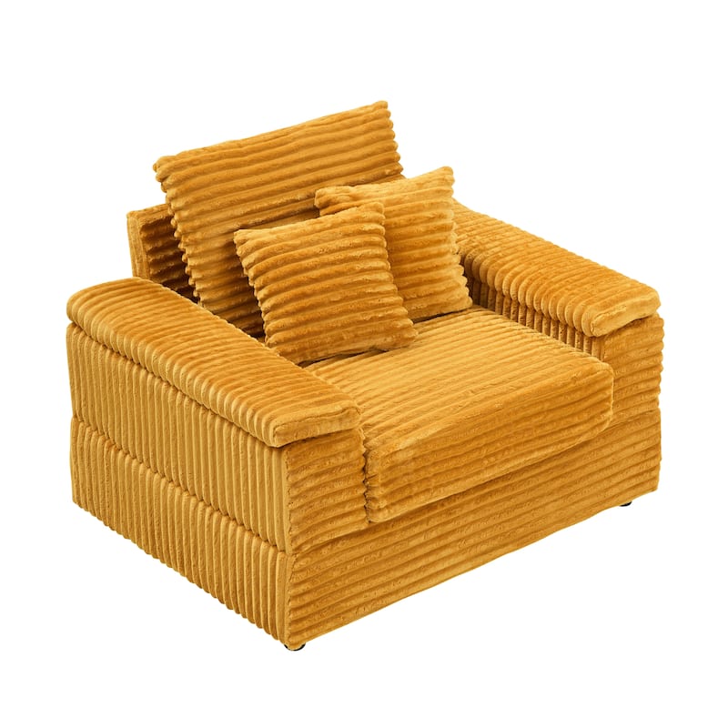 Corduroy Single Sofa Sets with 2 Throw Pillows and 500lb Weight Capacity