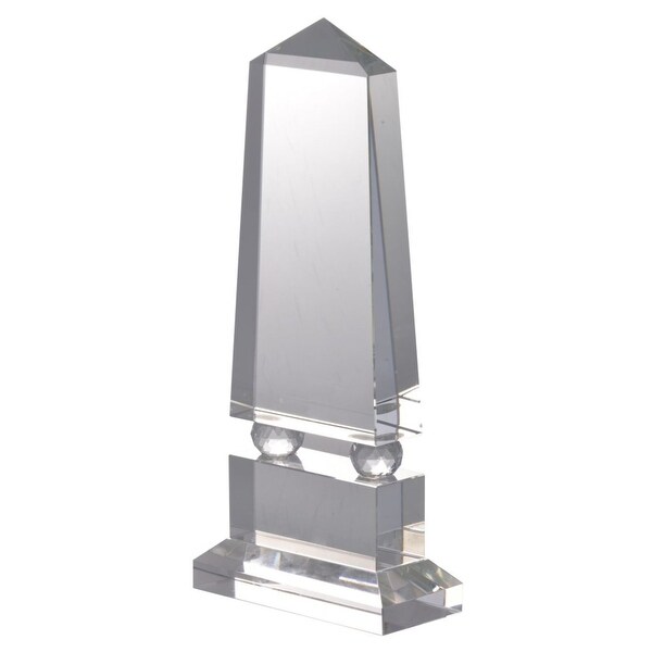 13" Clear Glass Contemporary Style Obelisk Table Decor Accent - N/A
