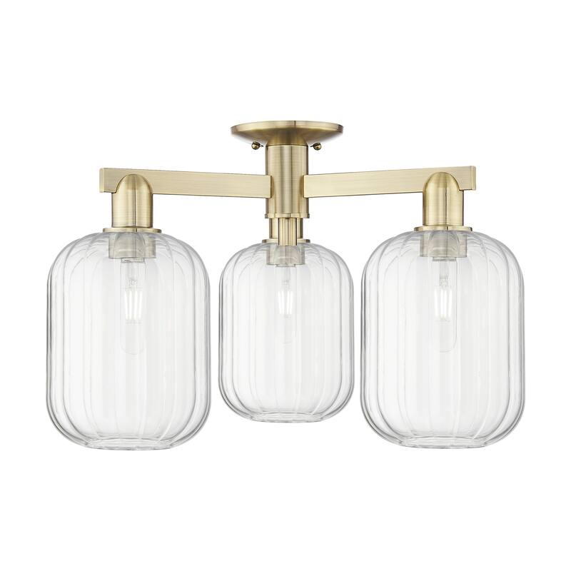 Innovations Lighting Downtown Urban - Preston - 3 Light 24" Jar Shade Semi-Flush Mount