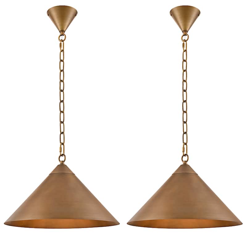 1-Light Gold Cone Pendant Light 15.8inch Metal Hanging Lighting - 2Pack/15.8inch