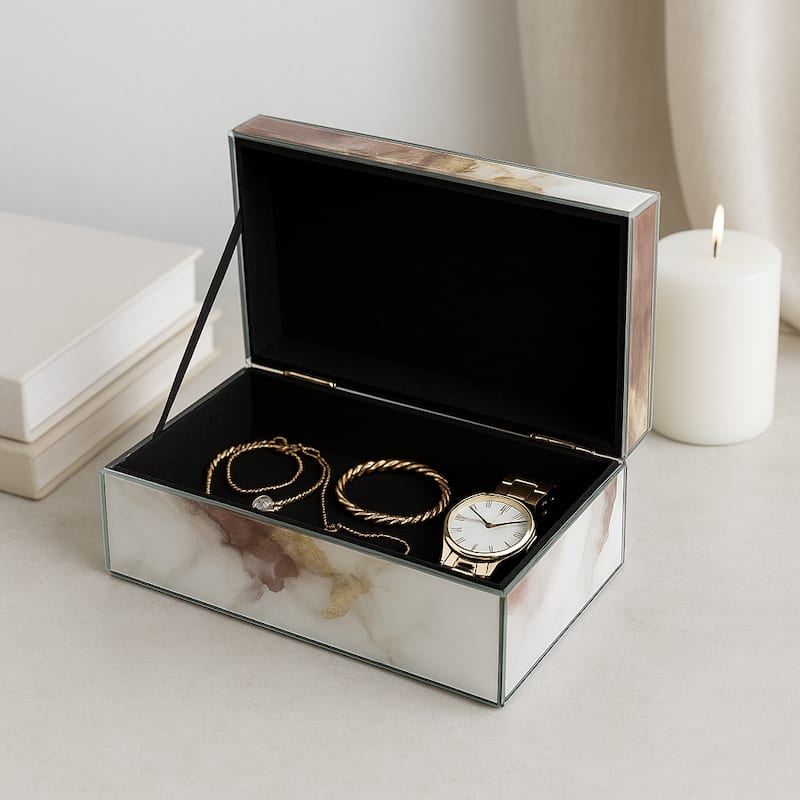 Modern Statement Decorative Box with Abstract Finish and Lid
