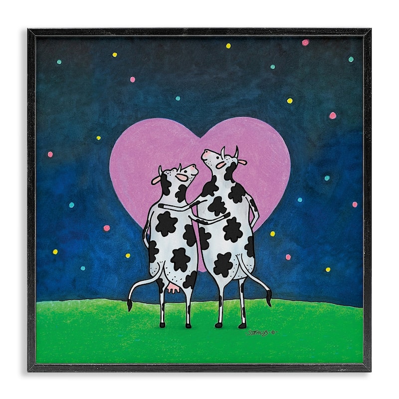 Stupell Loving Significant Udder Framed Giclee Art Design By Roger Straub - 17 x 17 - Black