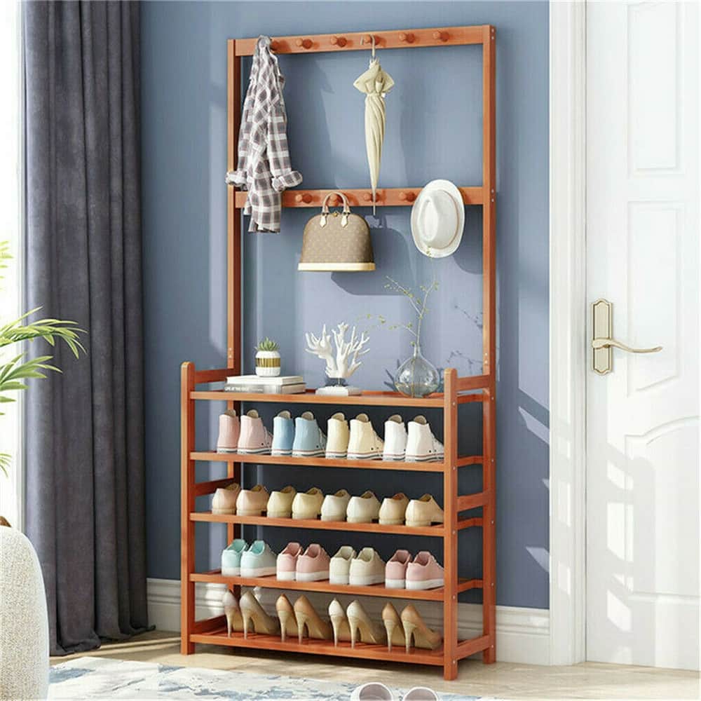 Entryway Shoes Rack Stand Storage Shelf Bamboo