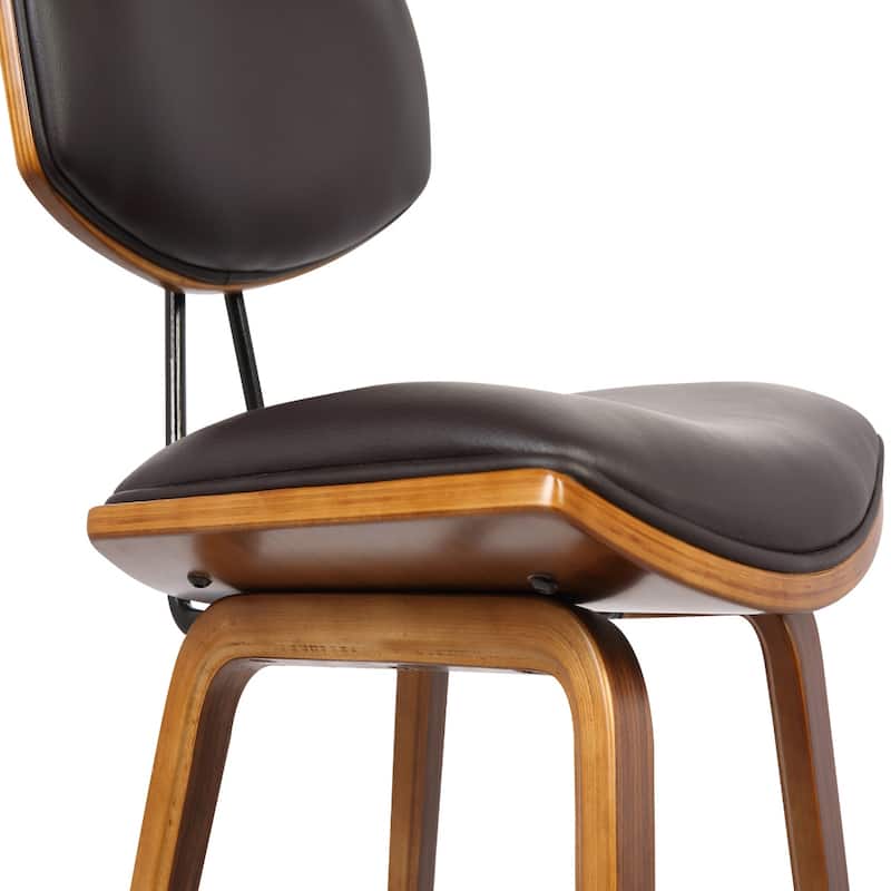 Brown Fabric Counter Height Chair with Wood Frame, Low Back and Footrest - 19” x 16” x 36” (D x W x H)