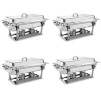 Costway 4 Pack Of Stainless Steel Chafer Chafing Dish Full Size 8 Quart Catering Buffet