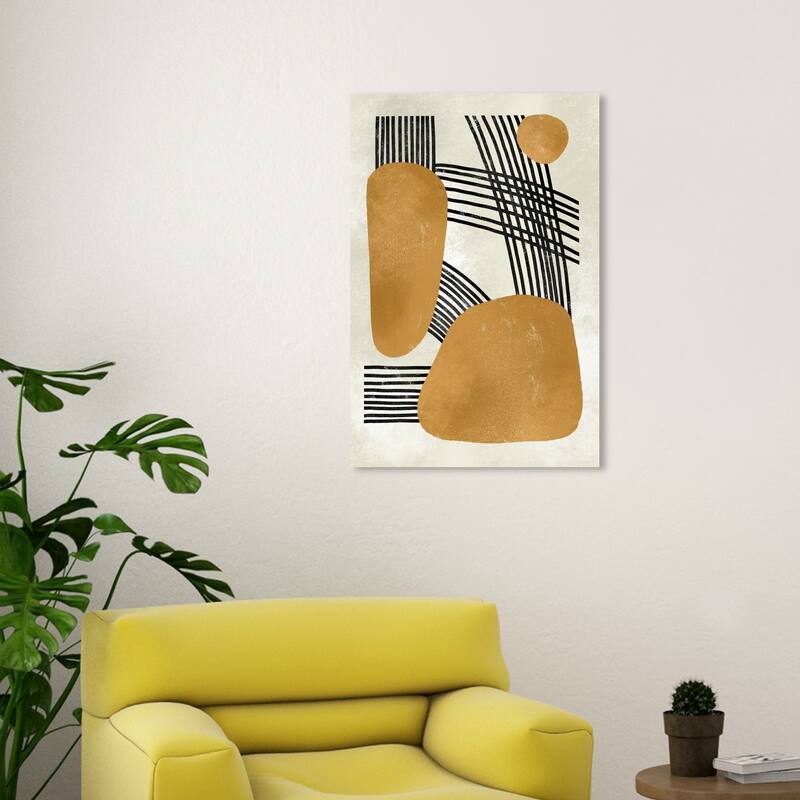 Wynwood Studio Canvas Abstract Three Rocks Yellow and Dark Yellow Modern & Contemporary Wall Art Canvas Print - 30 x 20
