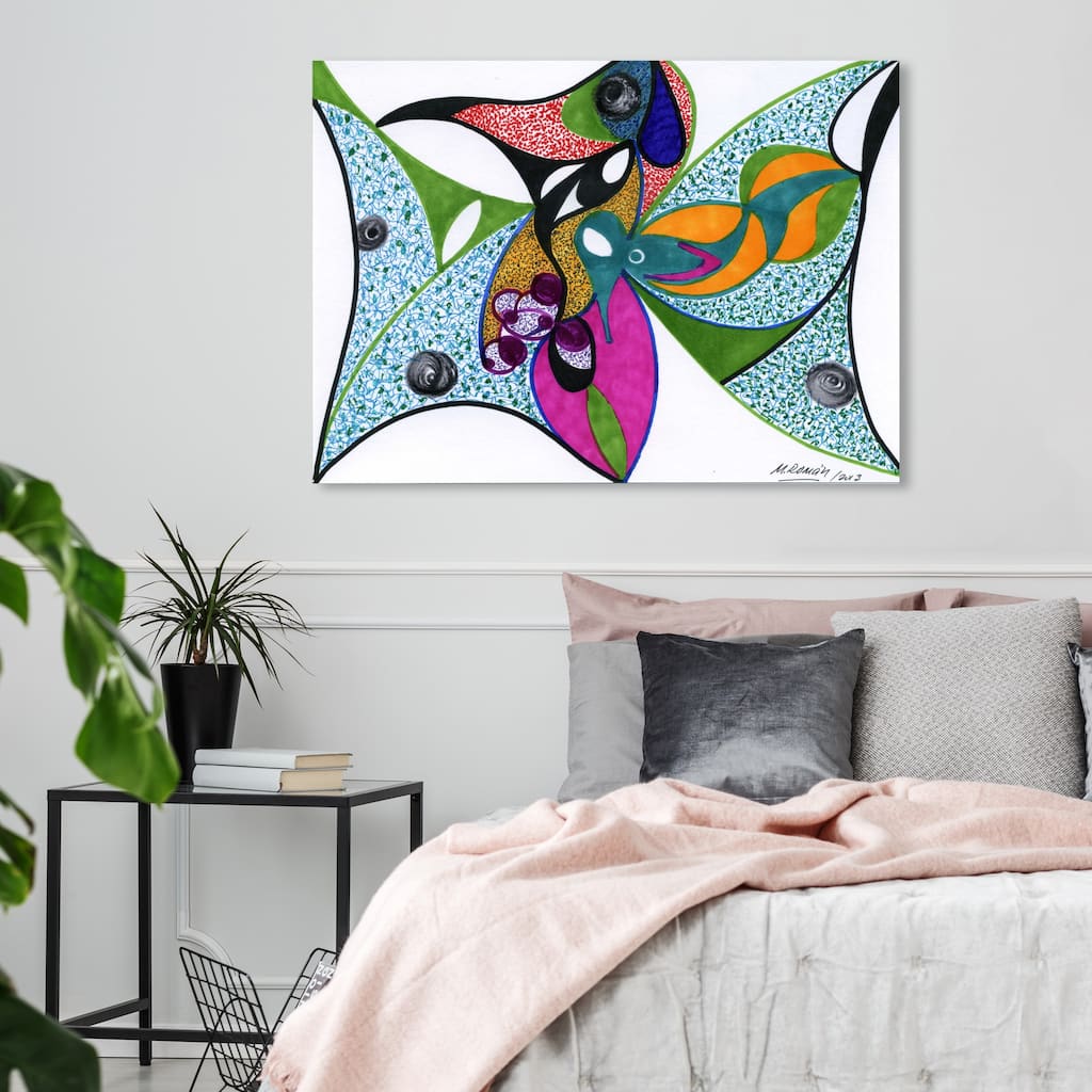 Oliver Gal 'Manuel Roman - Amazonia' Abstract Wall Art Canvas Print - Blue, Pink