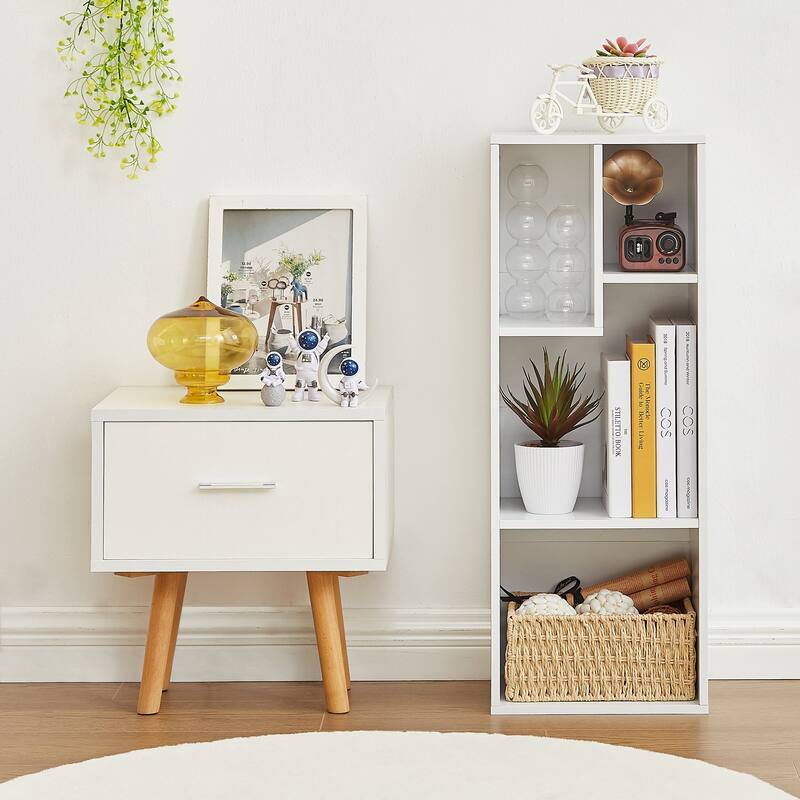 VECELO, 3-Tier Four Open Cube Wooden Bookcase Organizer, Bookshelf / Book Storage