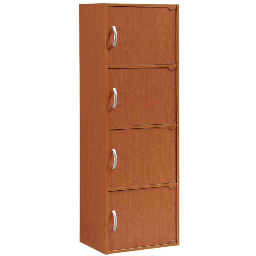 4-Door Slim Cabinet - Multipurpose Bookcase for Home, Office, Bedroom, Kitchen & Laundry Room Storage