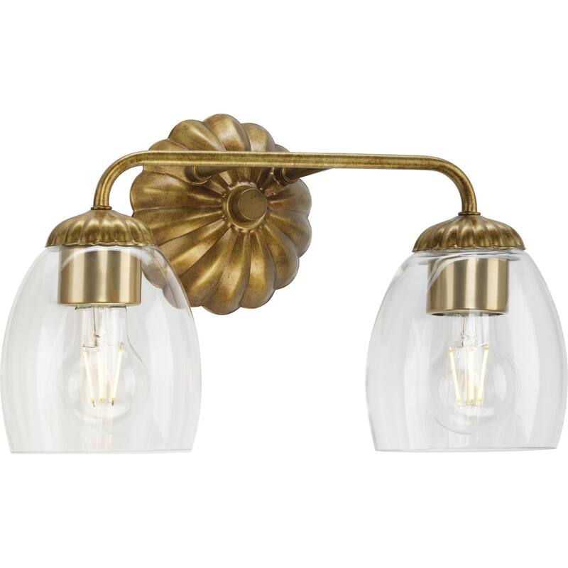 Quillan Collection Two-Light Soft Gold Transitional Bath & Vanity Light - 14.5 in x 6.62 in x 8.5 in