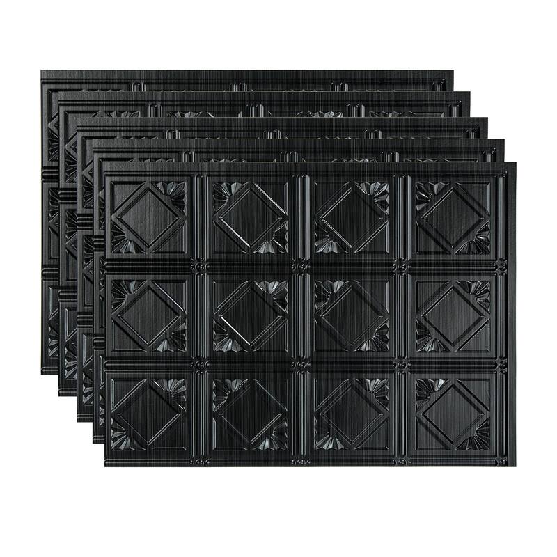 FASÄDE Traditional Style 4 Decorative Vinyl Backsplash Panel - 5 Pack - Brushed Onyx