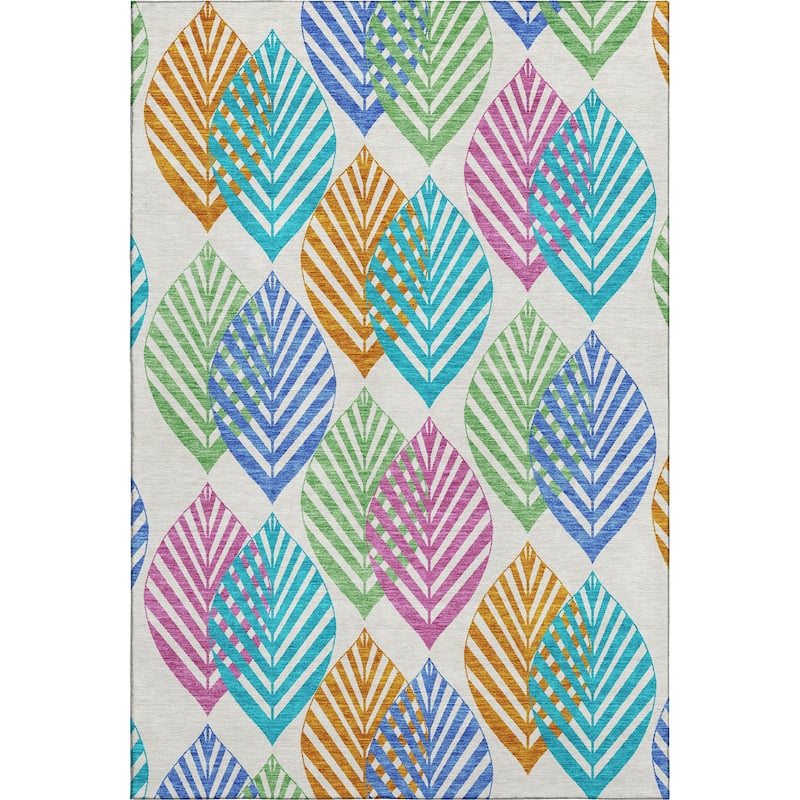 Premium Washable Super Soft Farmhouse Leaves Mayfield Rug