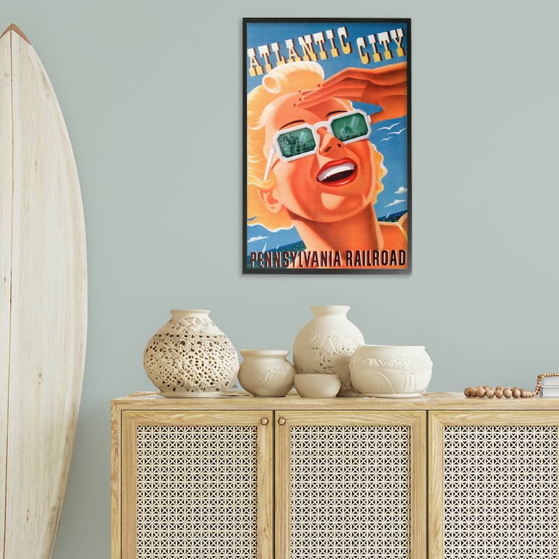 Stupell Atlantic City Vintage Woman Framed Giclee Art Design By Marcus Jules