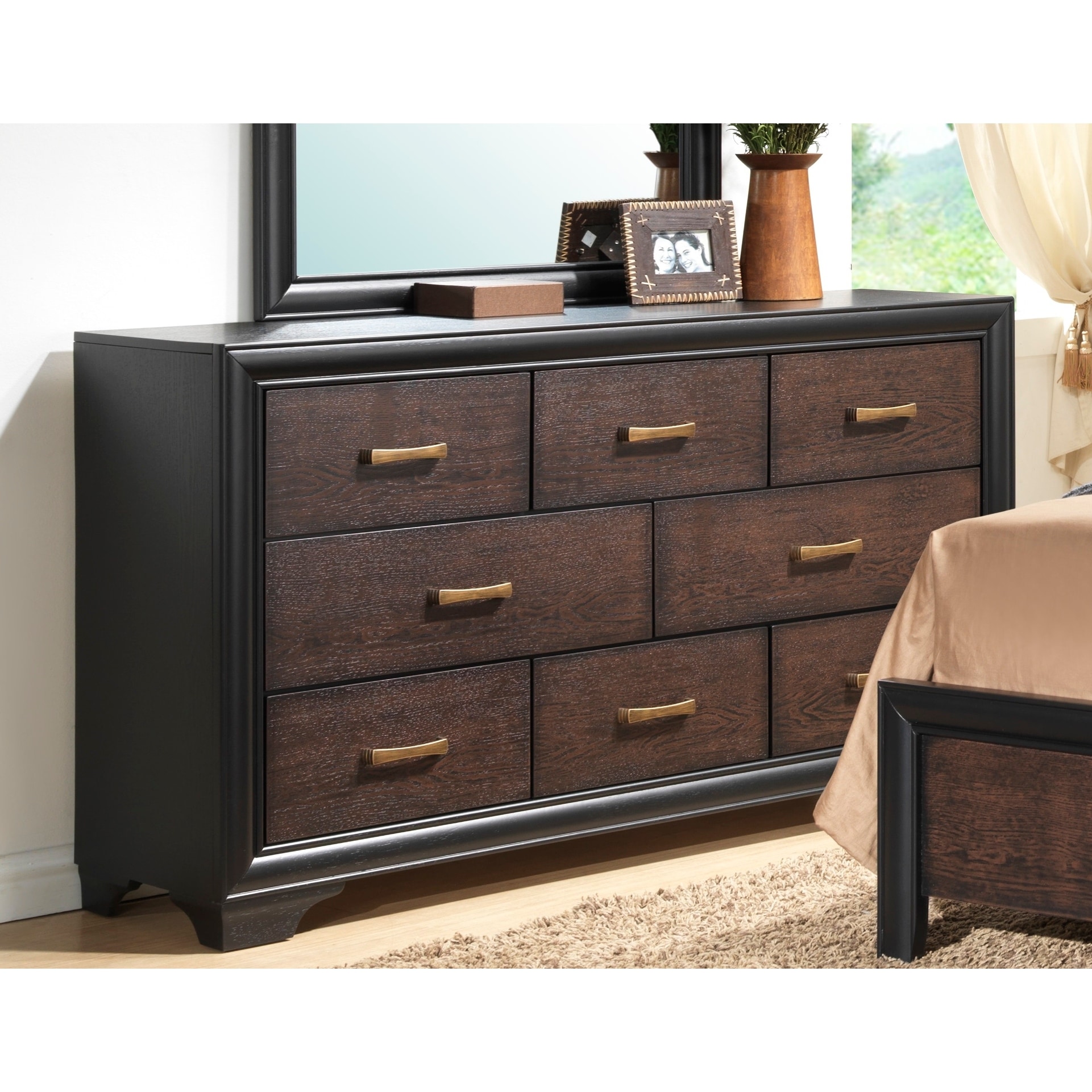 Copper Grove Koulo 8 Drawer Honey Black And Brown Dresser W Drawer Honey Black And Brown Dresser