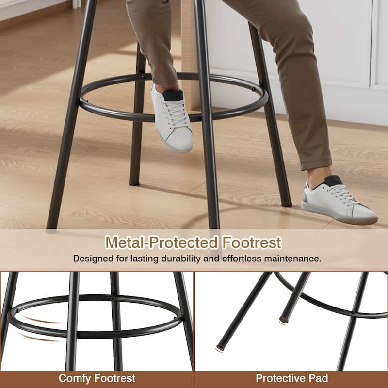 Javlergo 2/4/6 Pack Bar Stools Brown Mid Century Modern PU Leather 360° Swivel & Ring Footrest Kitchen Island Barstools