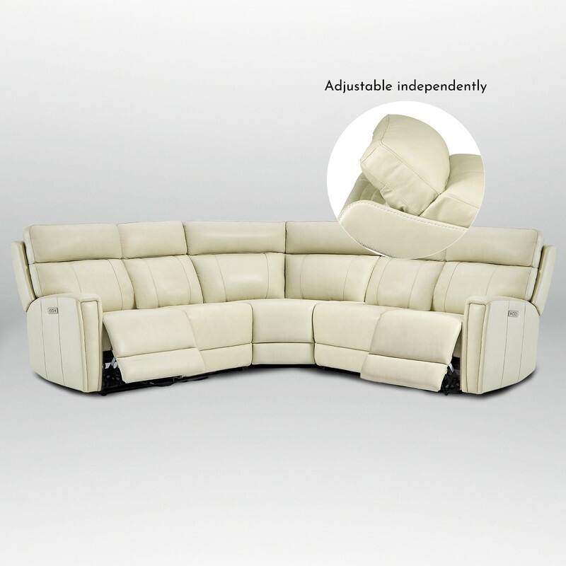 104" W 3-Color Genuine Leather Power Reclining sectional sofa With Zero Gravity, USB&USB-C Ports, 2 Stationary Armlesschairs
