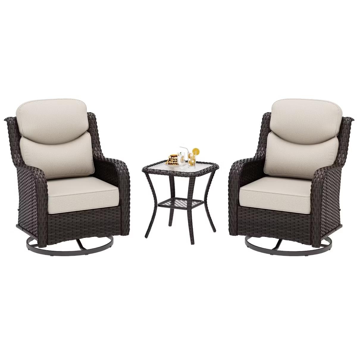 COZYWOR 2-person Outdoor Rattan Seating Group With Cushions