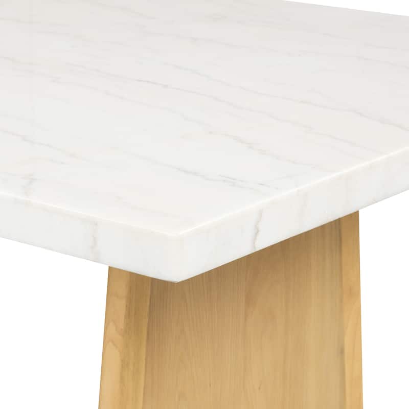 Furniture of America Wayley Modern Solid Wood Genuine Marble Top Dining Table