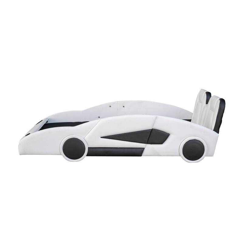 Fun Race Car-Shaped Twin Bed with Sturdy Pine Wood Frame, No Box Spring Needed