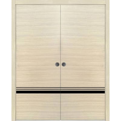 French Double Pocket Doors 36x80 Planum 0012 Natural Veneer Kit Trims Rail