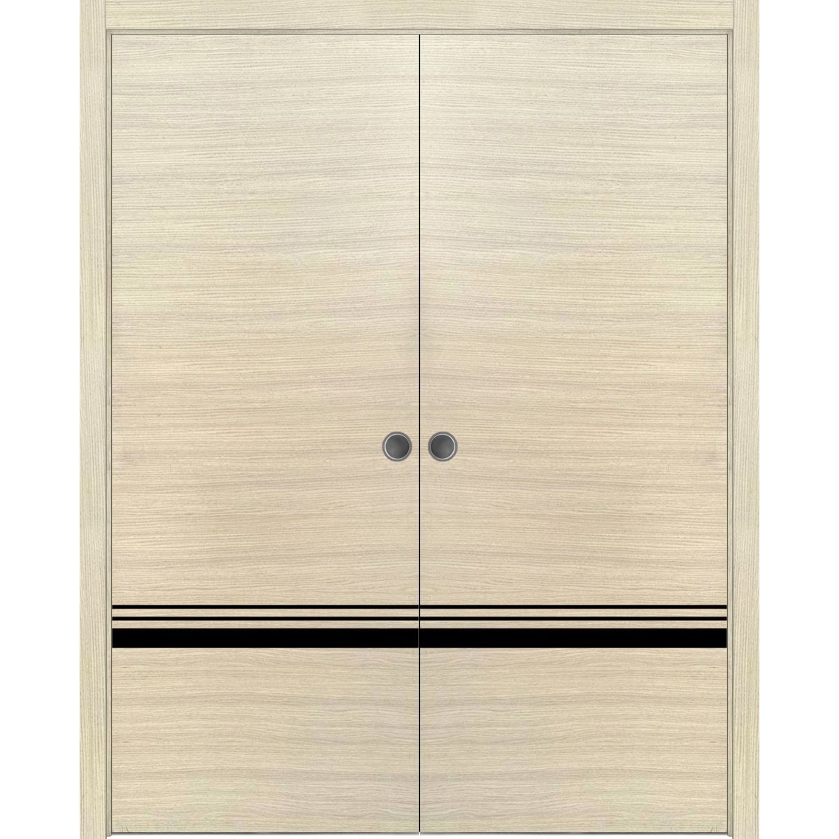 SartoDoors Planum 0012 | Interior French Doors Double French Door | Solid Wood | Hardware Set | 36x80, Natural Veneer