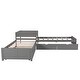 preview thumbnail 31 of 55, Twin Size L-Shaped Upholstered Platform Bed with Trundle and Two Drawers Linked, Solid Pine Wood Bed Frame, Built-in Desk