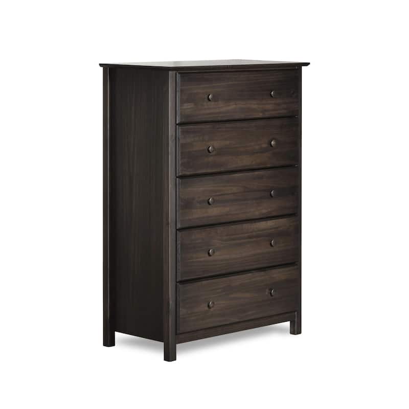 Grain Wood Furniture Shaker 5-drawer Solid Wood Chest - Espresso