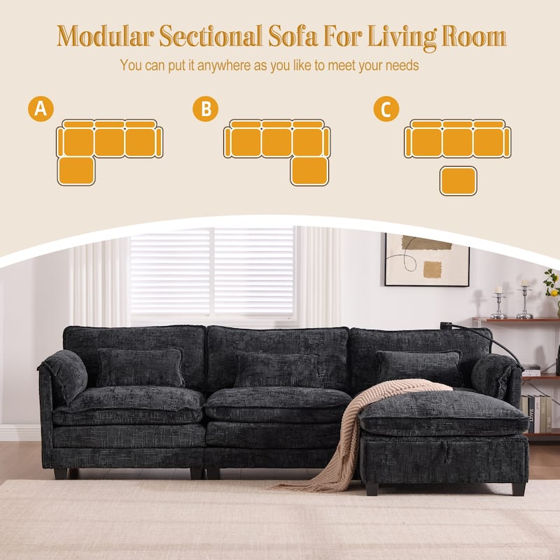 GDFStudio - UNITED WE WIN 112" Oversized Sectional Sofa Cloud Couch for Living Room