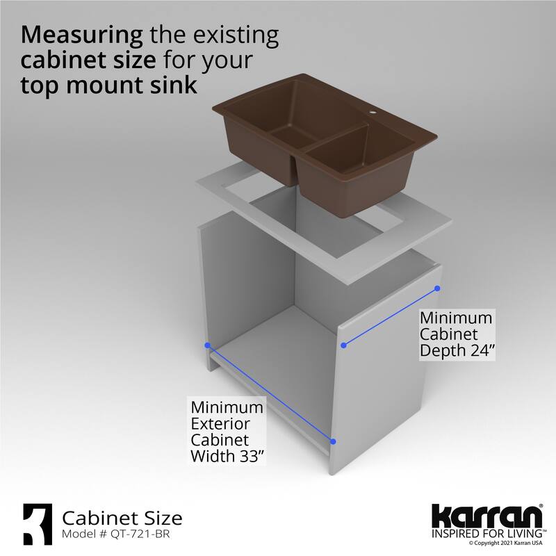 Karran Drop-In Quartz 34 in. Double Bowl 60/40 Kitchen Sink With Bottom Grids and Strainers