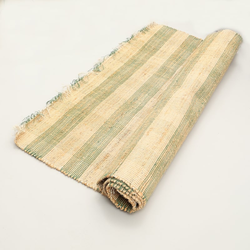 Artisan Hand Woven Jute & Cotton Green Plaid Rug-6X9 ft - 6' x 9'