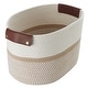 preview thumbnail 40 of 48, 3 Pack Woven Cotton Rope Shelf Storage Basket with Leather Handles, Baby Nursery Storage Bin Organizers, Closet Shelf Storage