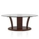 preview thumbnail 3 of 3, Pecs Contemporary Cherry 48-inch Solid Wood Oval Coffee Table with Glass Top by Furniture of America