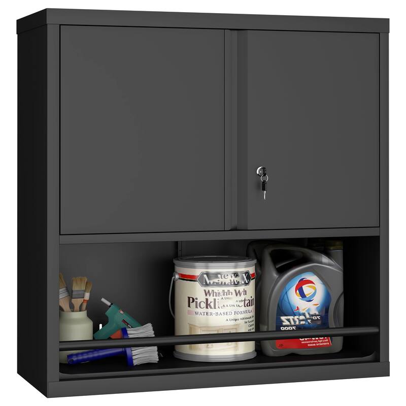 2 Doors Metal Storage Cabinet Kitchen Pantry Cabinet With Adjustable Shelves Tall Steel Cabinet Locker