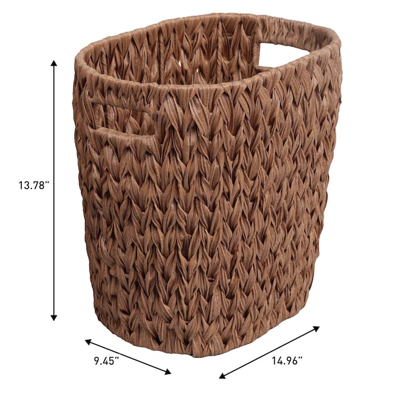 Maple Contemporary Farmhouse Resin 4.5-Gallon Tapered Oval Wicker Watebasket with Handles (Set of 2)