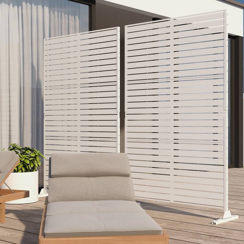 Outdoor 76''H Metal Privacy Screen Panel Free Standing