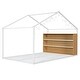 preview thumbnail 8 of 12, Full Size House Bed Frame with Roof Design, Metal Platform Bed with Storage Shelves