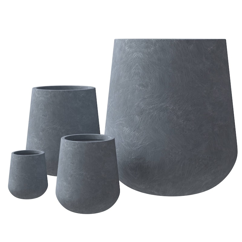 Orchid 4-Piece Round Modern Fiberstone and MgO Clay Decorative Planter Pot Set for Living Room Office Home Patio Porch Decor