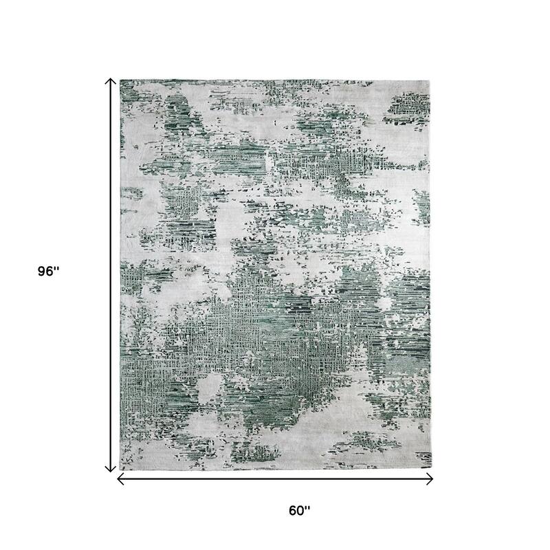 HomeRoots Abstract Bohemian Rectangle Area Rug - 96.00 in. x 60.00 in. x 0.59 in.
