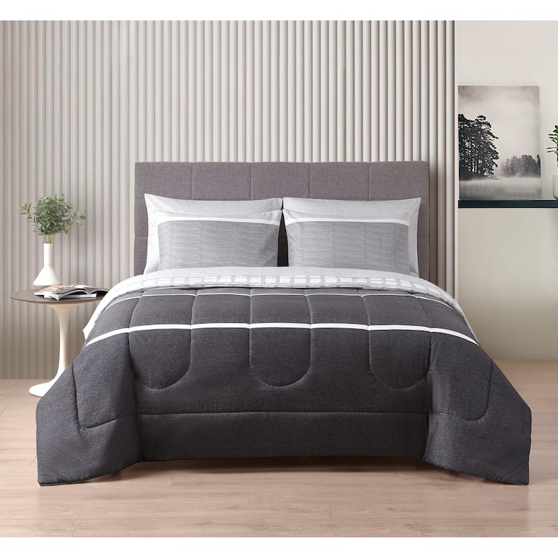 Alfie 7 Piece Mix & Match Bedding Set - Grey - Full
