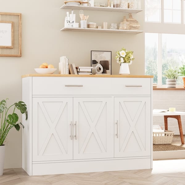 Farmhouse 3-Door Kitchen Buffet Sideboard Storage Cabinet. - On Sale - Bed Bath & Beyond