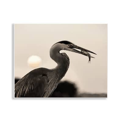 Stupell Heron Feeding on Fish Wall Plaque Art Design By Lori Deiter