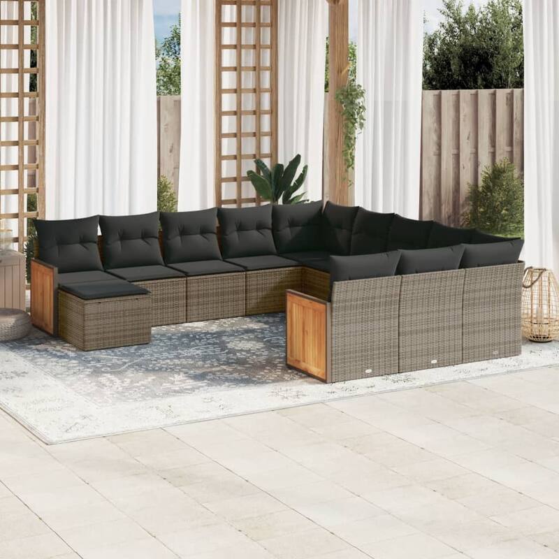 vidaXL Garden Sofa Set Black - 21.7 x 21.7 x 14.6