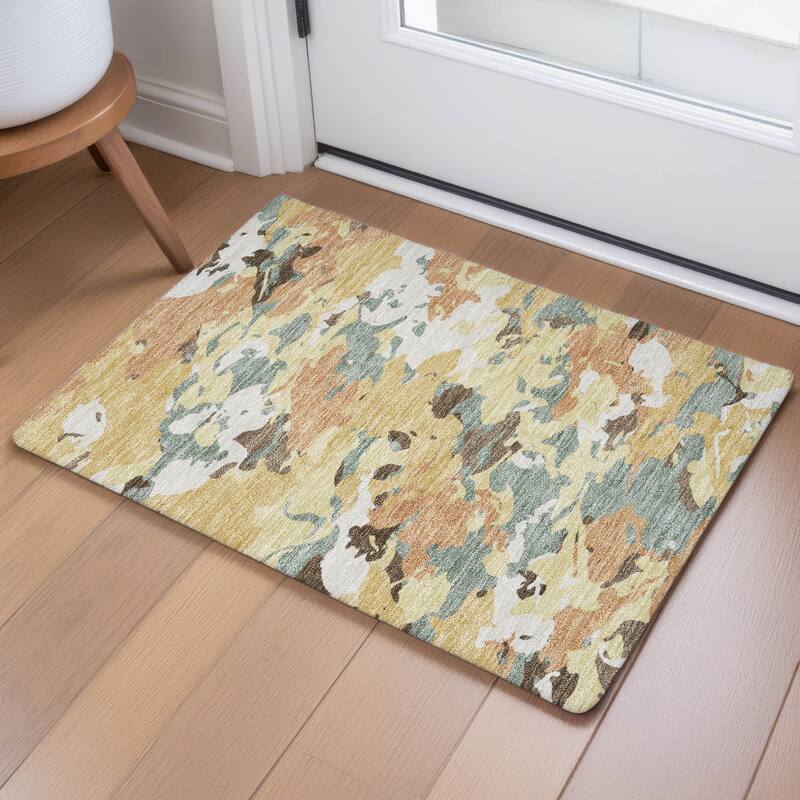 Machine Washable Indoor/ Outdoor Abstract Mexi Chantille Rug