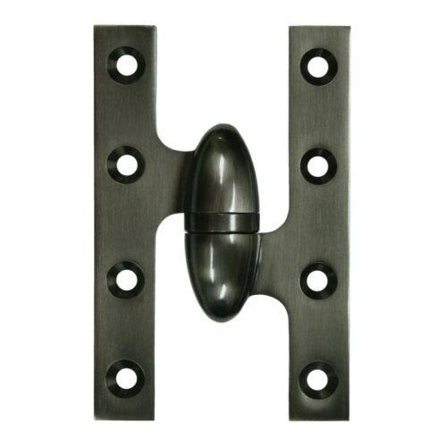 Deltana 5" x 3-1/4" Solid Brass Left Hand Olive Knuckle Hinge with