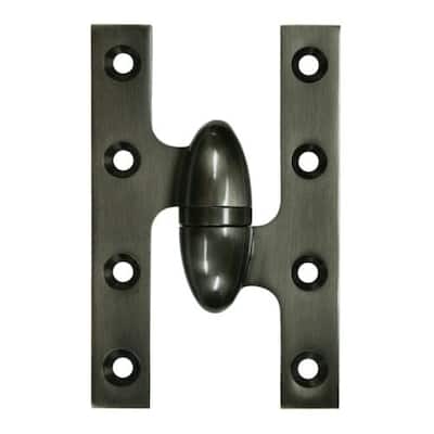 Deltana 5" x 3-1/4" Solid Brass Left Hand Olive Knuckle Hinge with