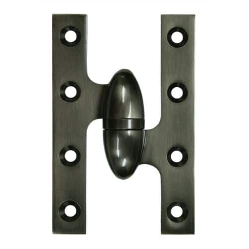 Deltana 5" x 3-1/4" Solid Brass Left Hand Olive Knuckle Hinge with