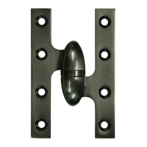 Deltana 5" x 3-1/4" Solid Brass Left Hand Olive Knuckle Hinge with