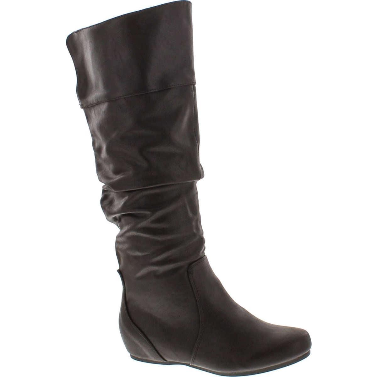 flat black leather knee high boots womens
